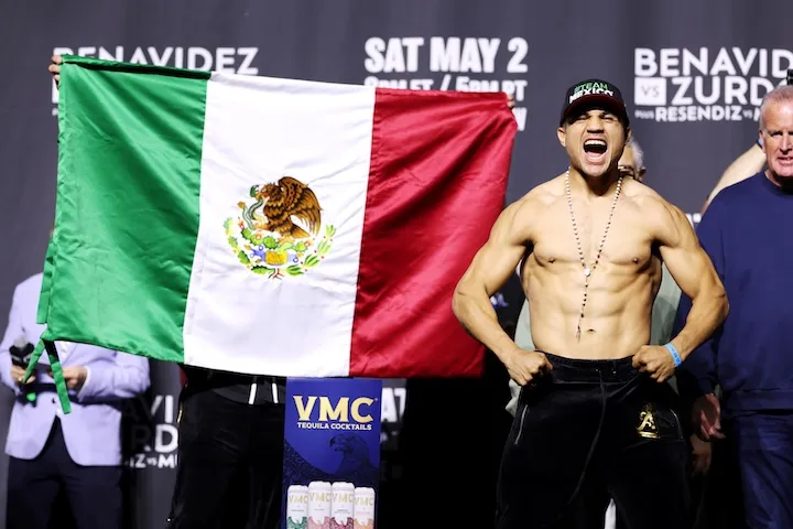 Armando Resendiz at the weigh-in for his bout against Jaime Munguia. (May 1, 2026)